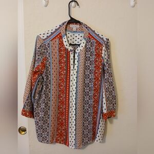 Dana Buchman Red and Blue Striped Blouse